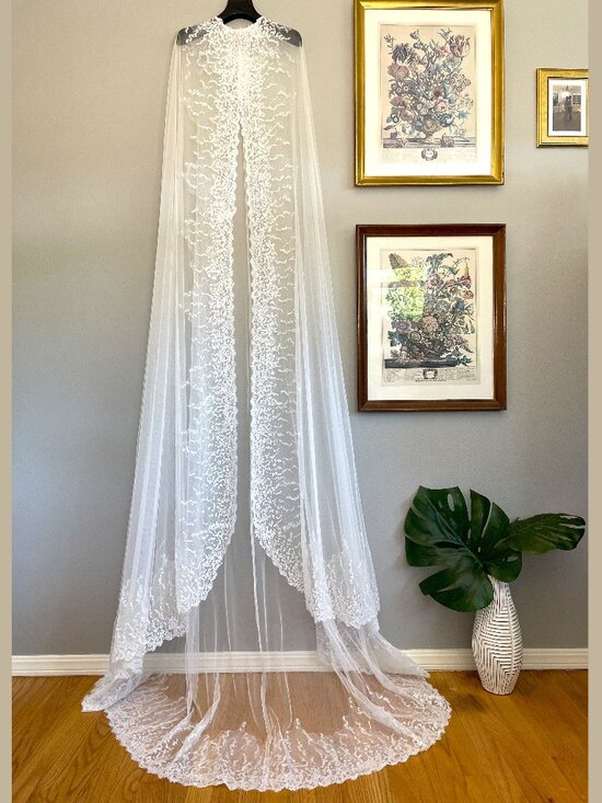 Savannah Miller Jackets & Blazers - Savannah Miller VREELAND Sequin Bridal Cape | Wedding Dress Topper Ivory | Small